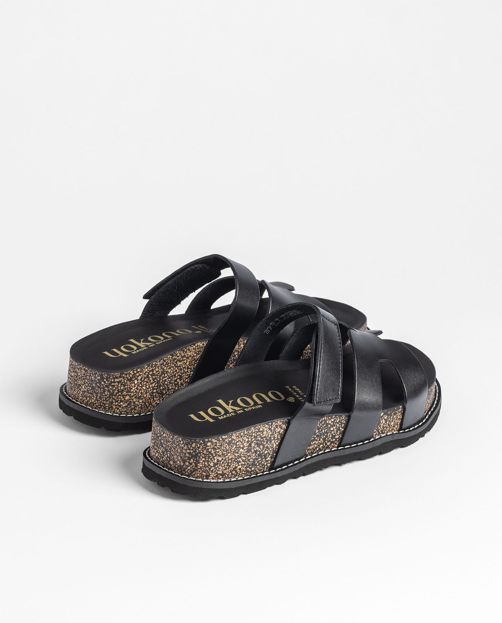 Yokono Oca-125 sandali con plateau neri in pelle