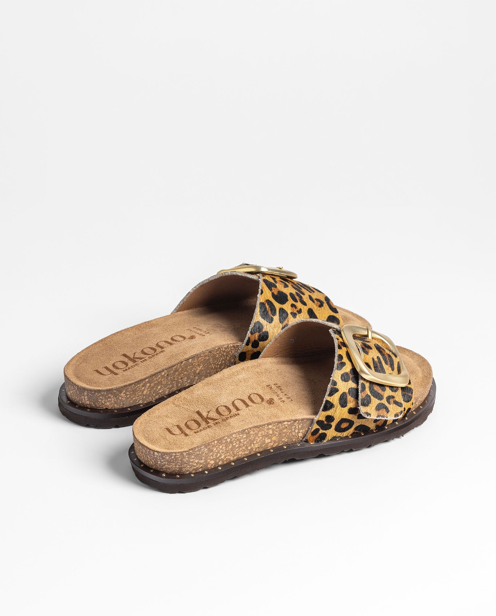 Yokono Bolus-114 sandali bassi donna leopardati in cuoio