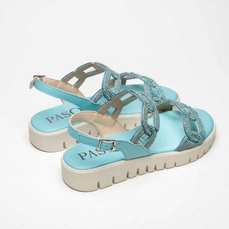 Pasquini Calzature Greta sandalo verde acqua strass 3 cm