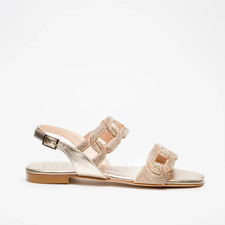 Pasquini Giulia sandalo tortora flat strass
