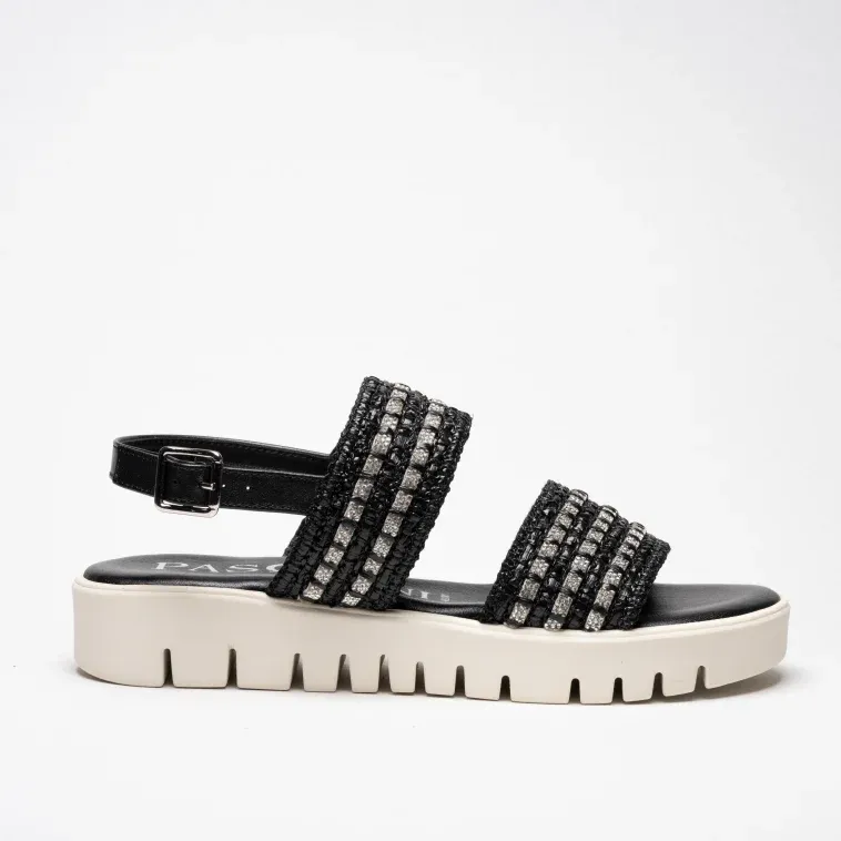 Pasquini City Chic Lisa sandalo nero con strass