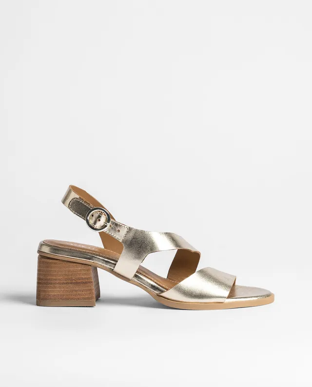 Yokono Goli 252 sandali con tacco oro in cuoio