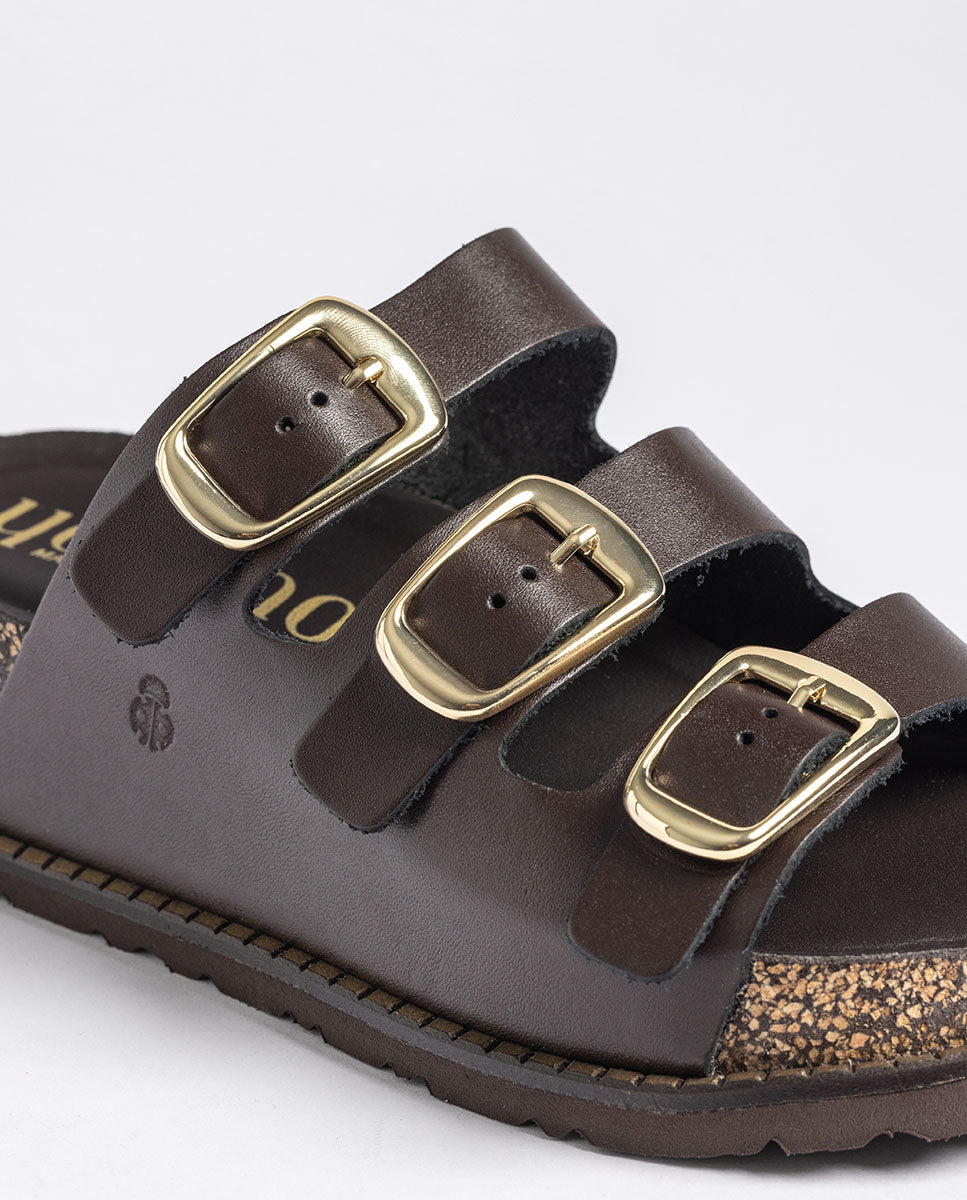 Yokono Ali-260 sandali plateau donna marrone in cuoio