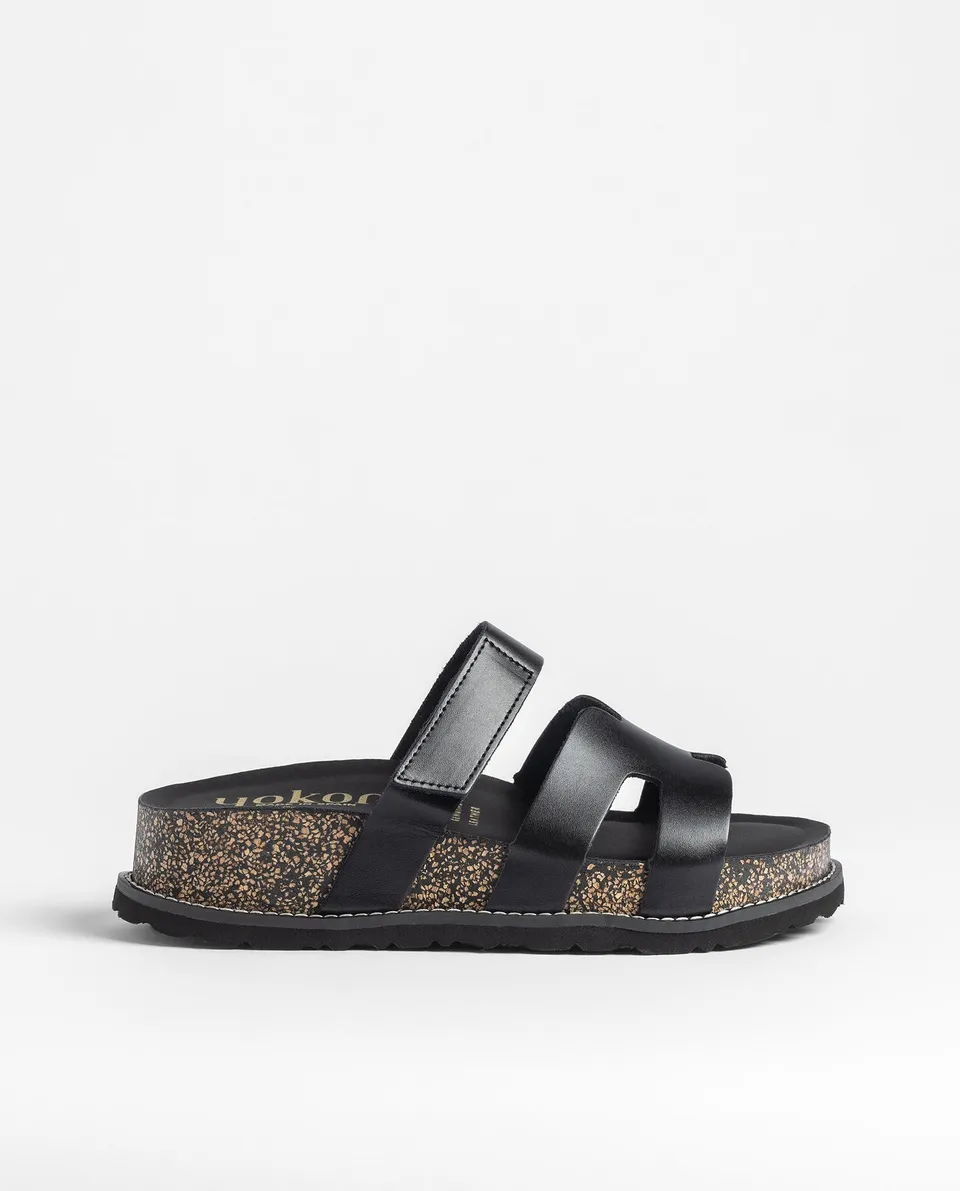 Yokono Oca-125 sandali con plateau neri in pelle