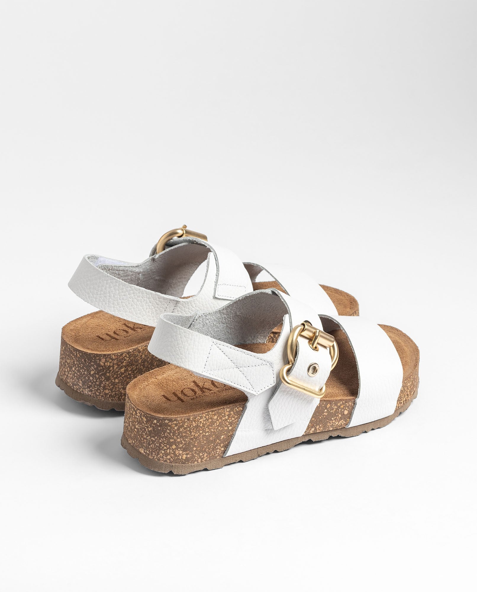 Yokono Wiwi 254 sandali plateau donna bianchi in cuoio