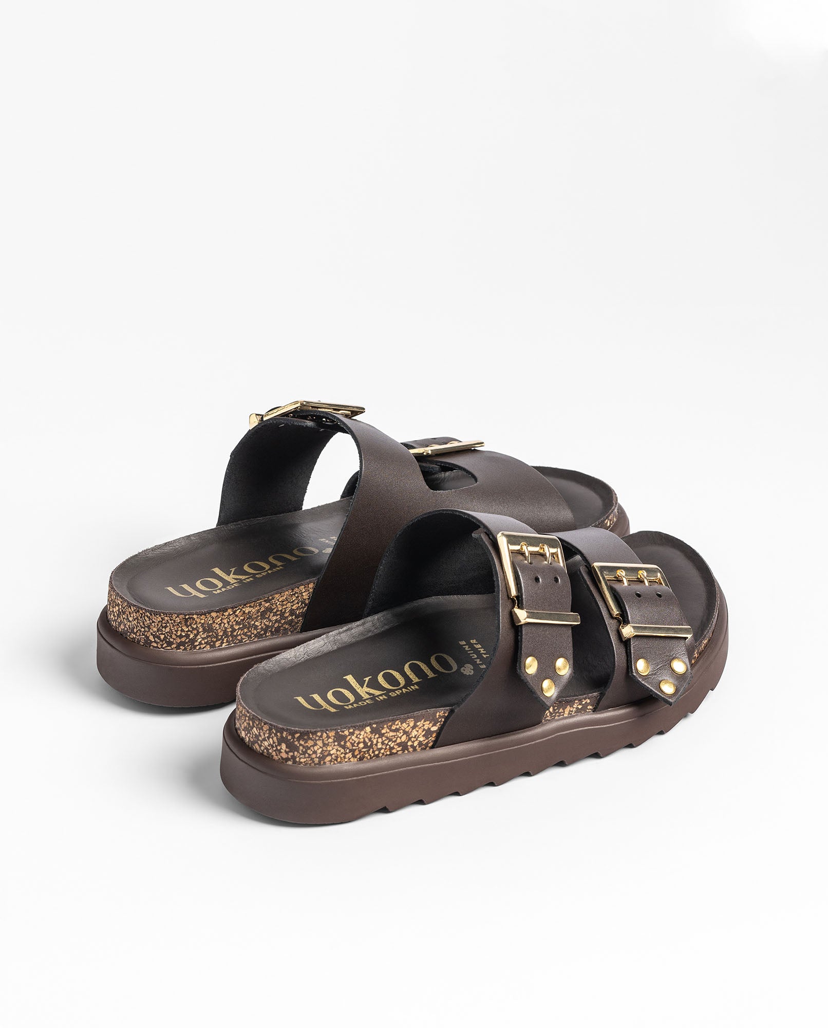 Yokono Tunez 262 sandali plateau marrone in cuoio