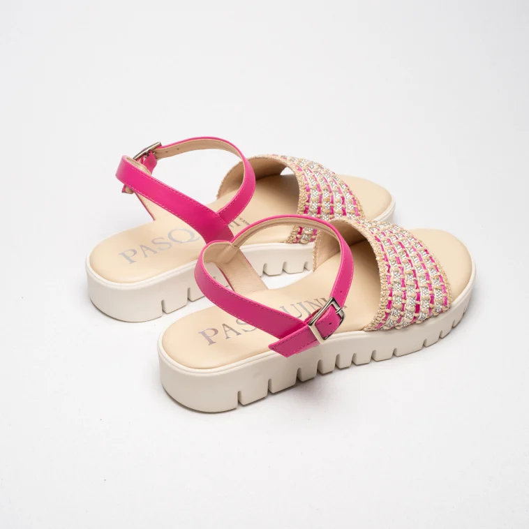 Pasquini City Chic Dora sandalo beige fucsia strass