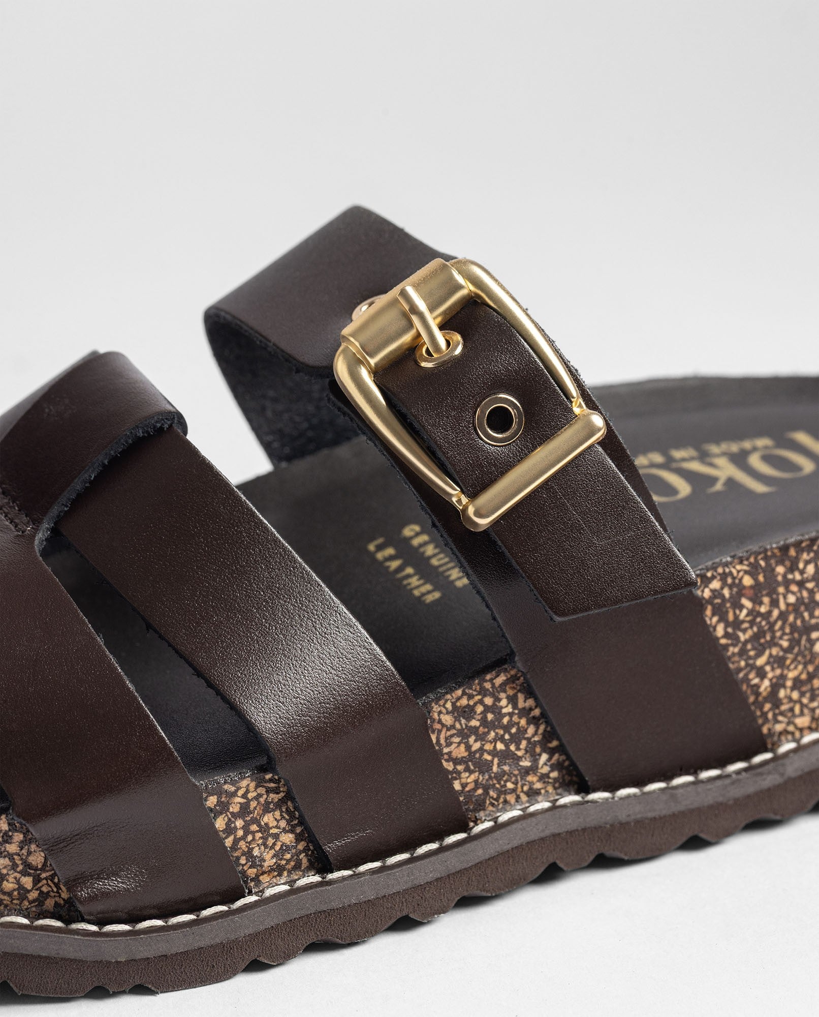 Yokono Oca 260 sandalo plateau marrone in pelle