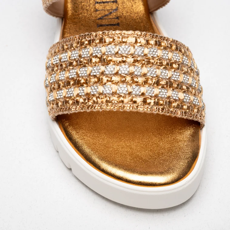 Pasquini Calzature Lisa sandalo bronzo platform strass