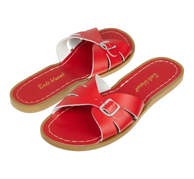 Salt-Water Classic Slide ciabatte donna rosse in cuoio