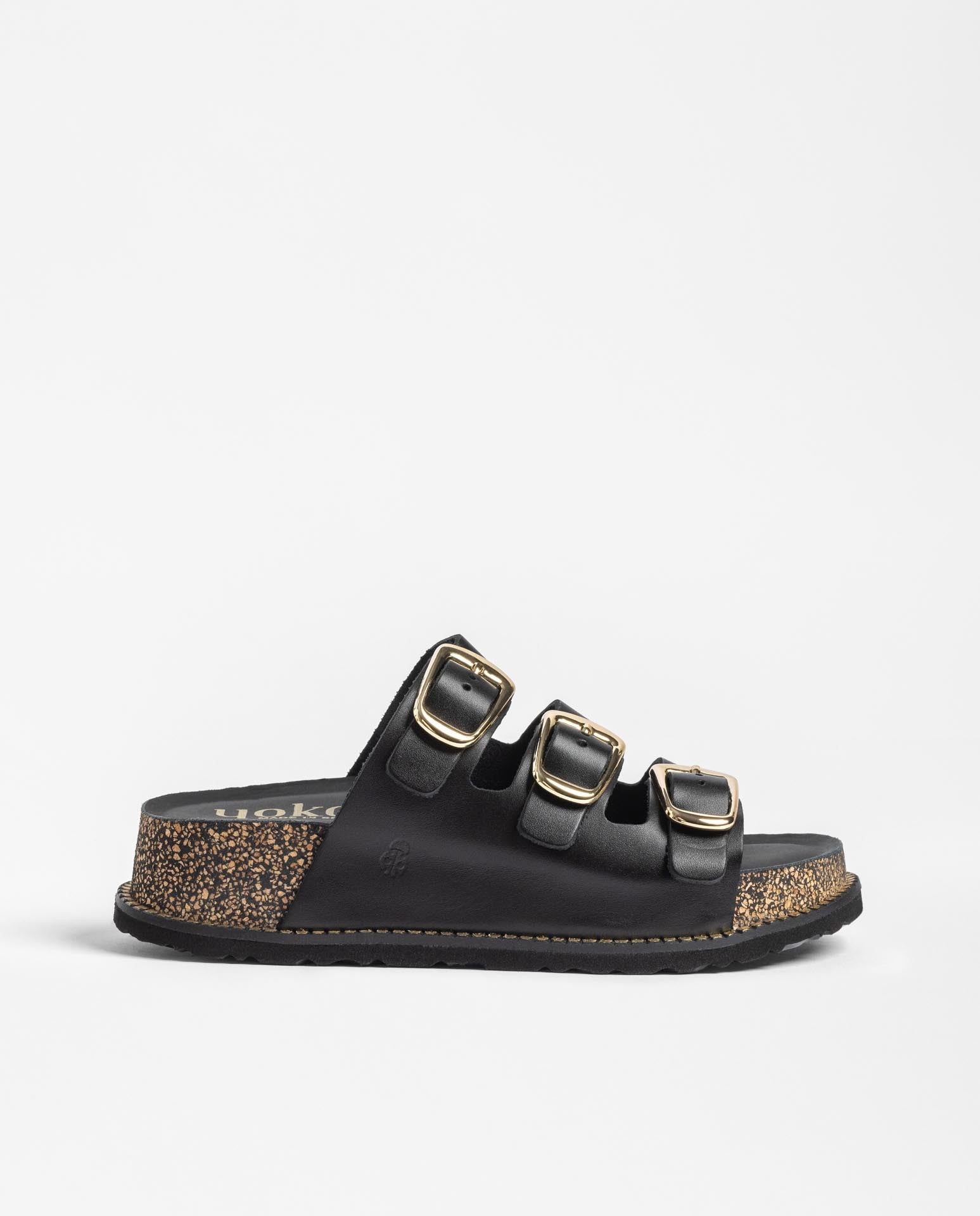 Yokono Ali 260 sandali plateau nero sughero con fibbie