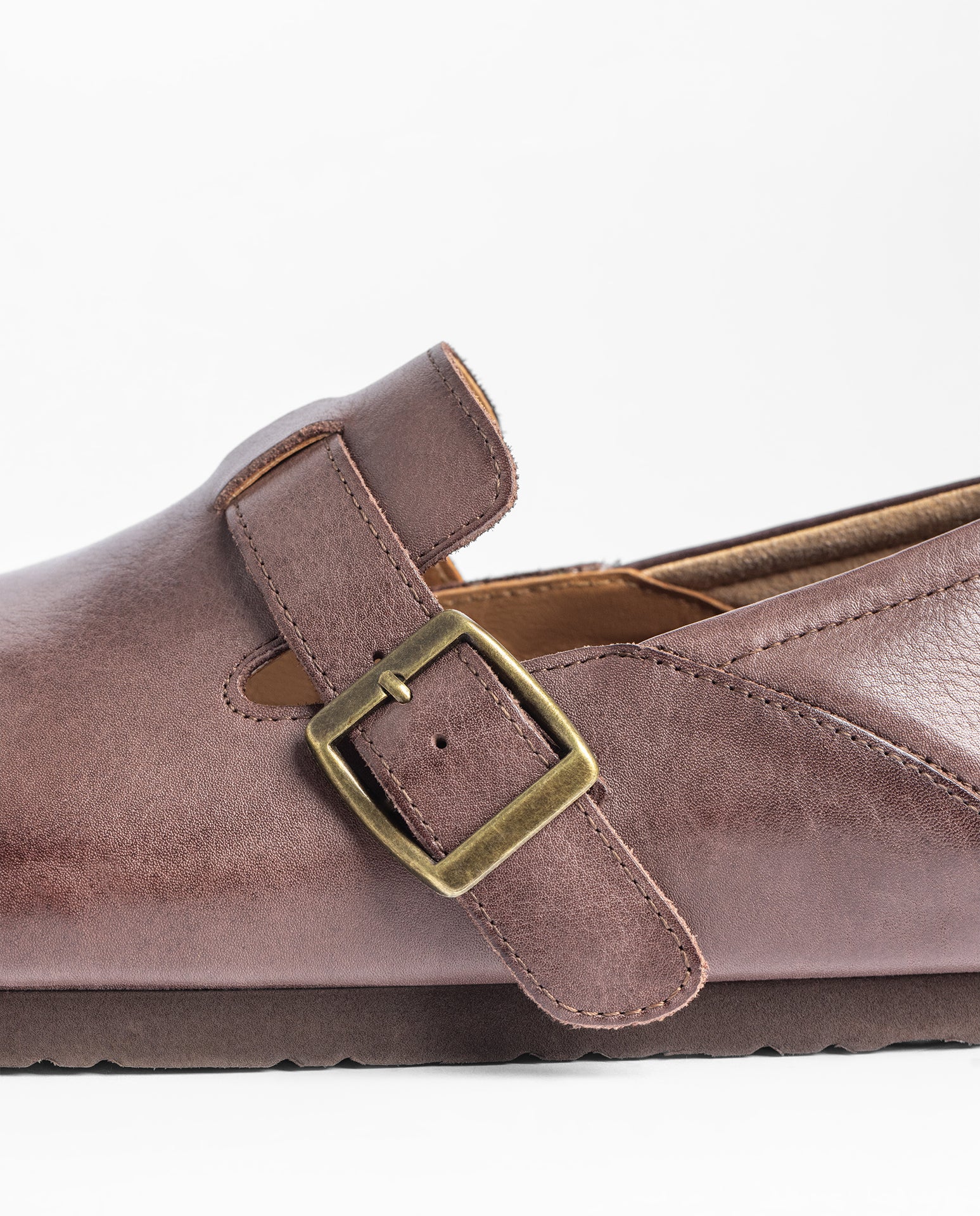 Yokono Ibon-262 zoccoli marrone in pelle con fibbia