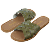 Salt-Water Retro Slide ciabatte donna oliva in cuoio
