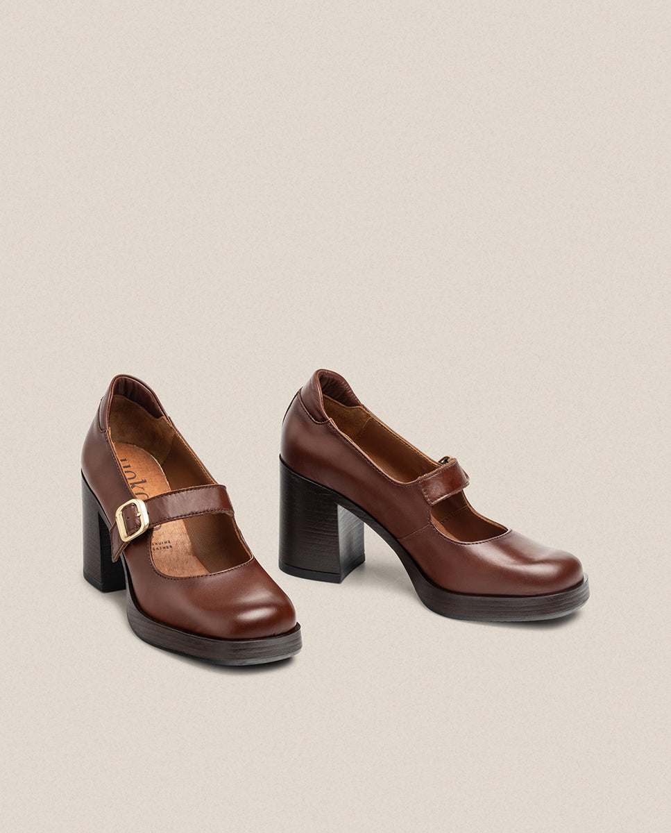 Yokono KOLIN-010 scarpe con tacco marrone pelle
