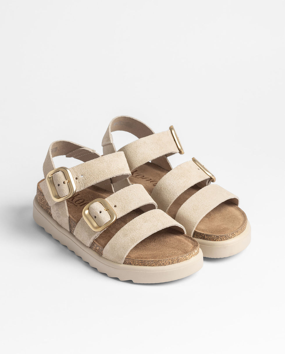 Yokono Tunez-127 sandali donna beige in pelle con fibbia