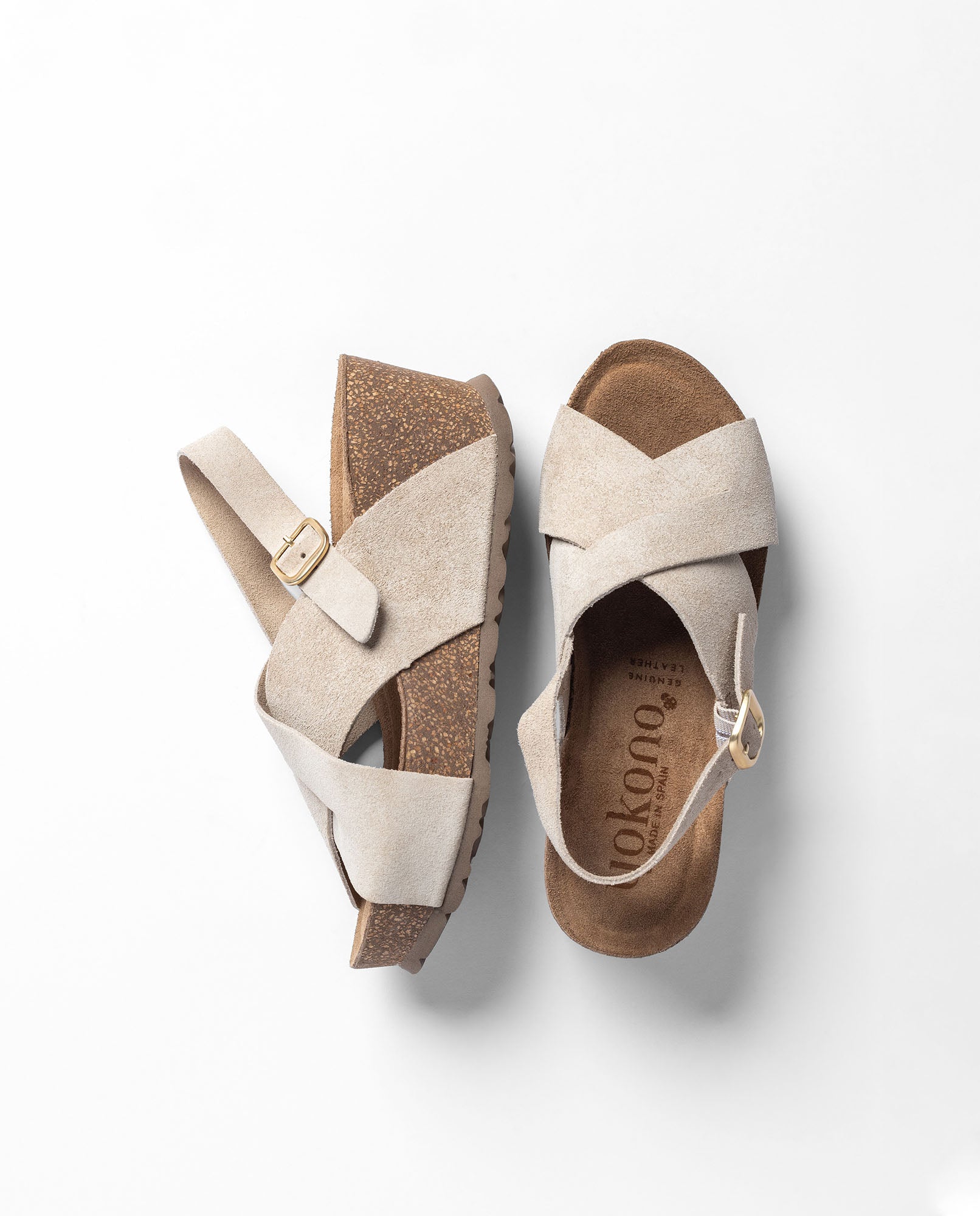 Yokono Bari 263 sandali zeppa beige pelle EU 35-42