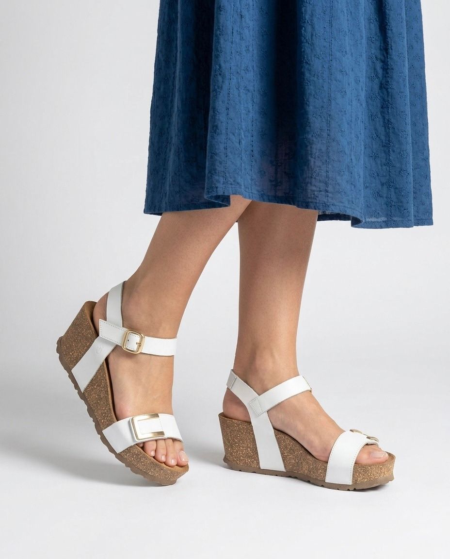Yokono BARI-262 sandali con zeppa donna bianco sughero