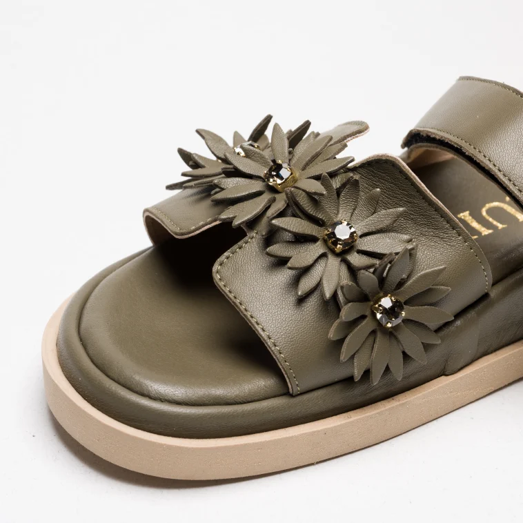 Pasquini Calzature Iris ciabatta verde militare nappa 2,5 cm