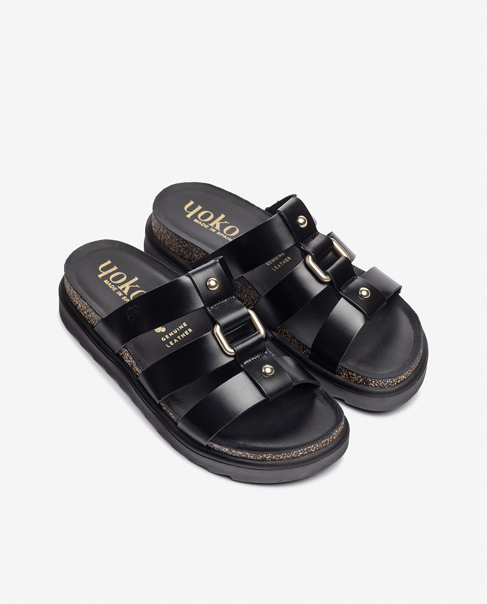 Yokono Tunez 256 sandali con plateau neri scamosciati