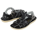 Salt-Water Sandals Shark sandali bambini neri in cuoio