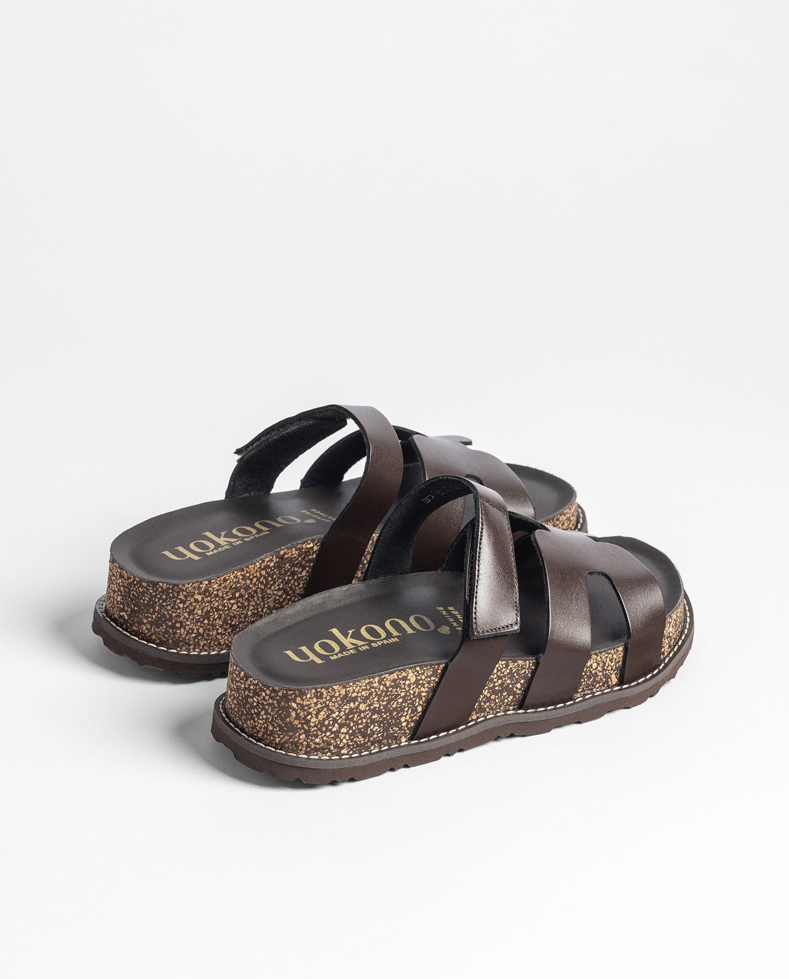 Yokono OCA-125 sandali plateau marrone scuro in pelle