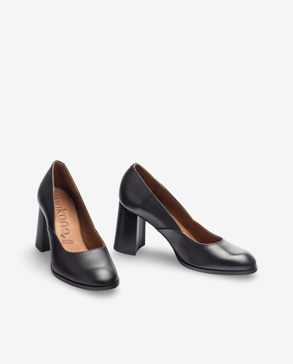 Yokono Loir-001 décolleté nero tacco 6 cm cuoio