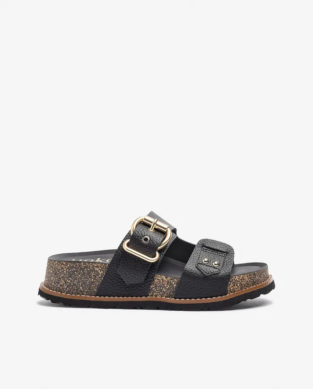 Yokono OCA 252 sandali con plateau neri in cuoio