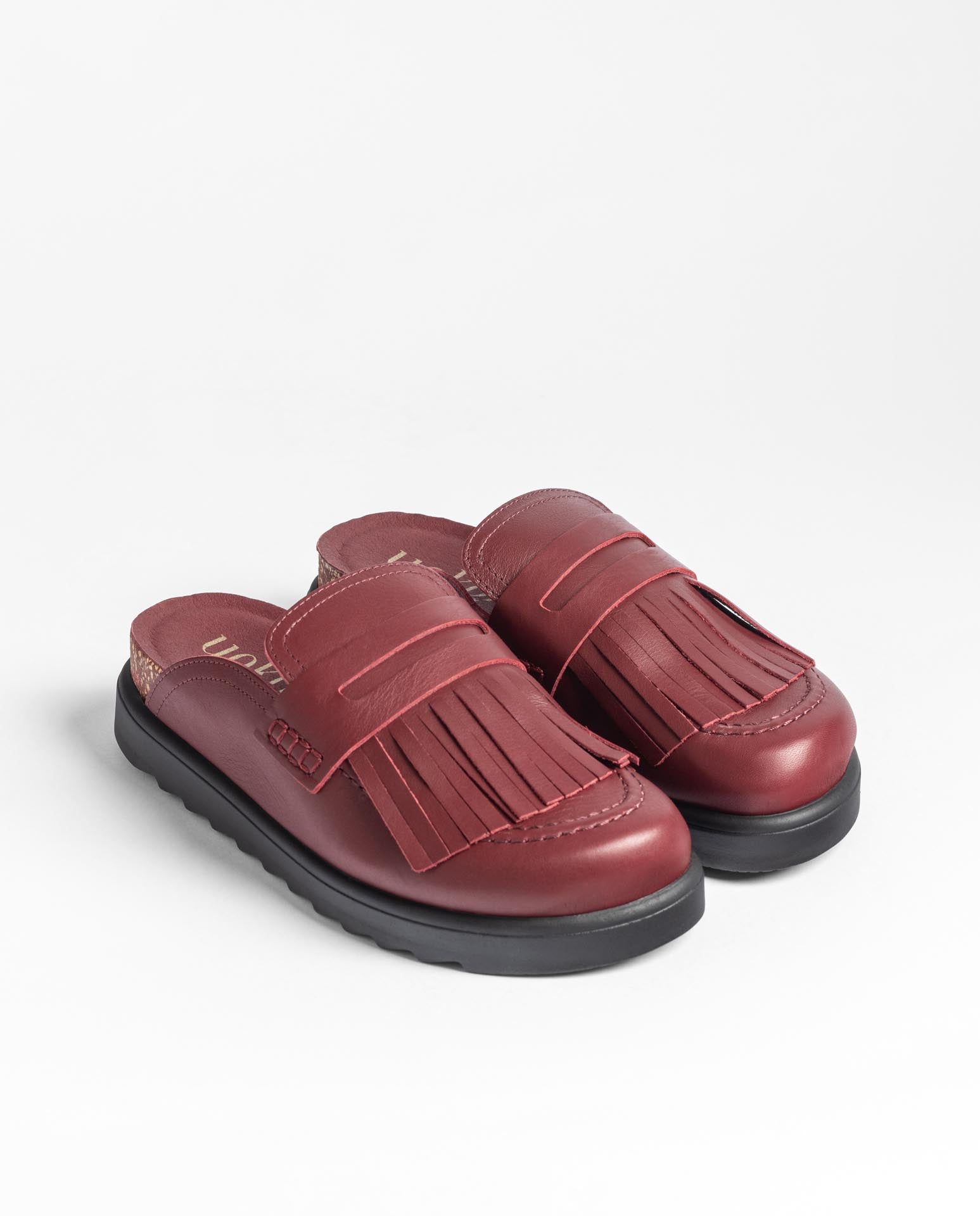 Yokono Tunez-656 zoccoli bordeaux in pelle mocassino