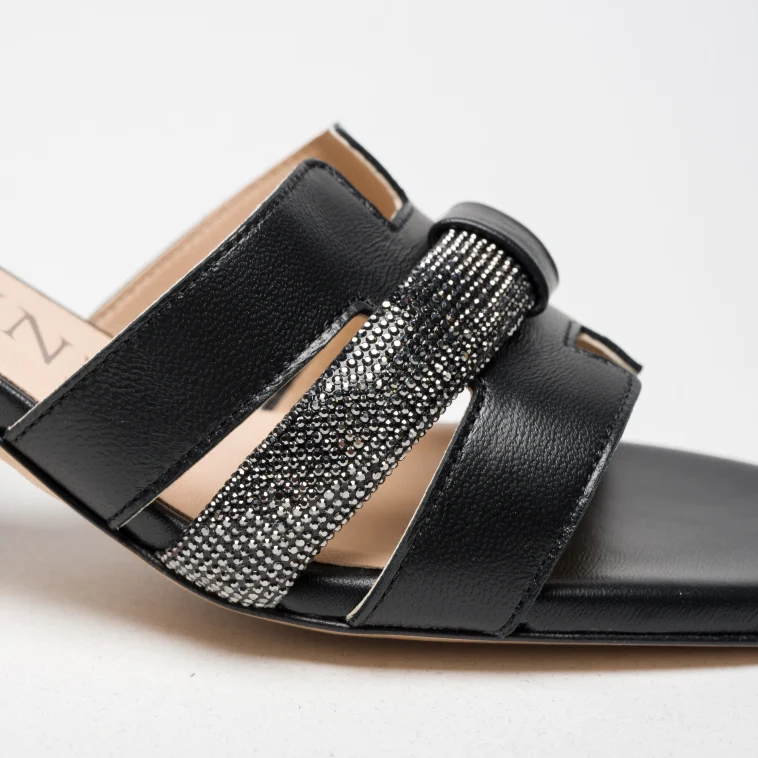 Pasquini Ella sandalo nero tacco 6 cm strass