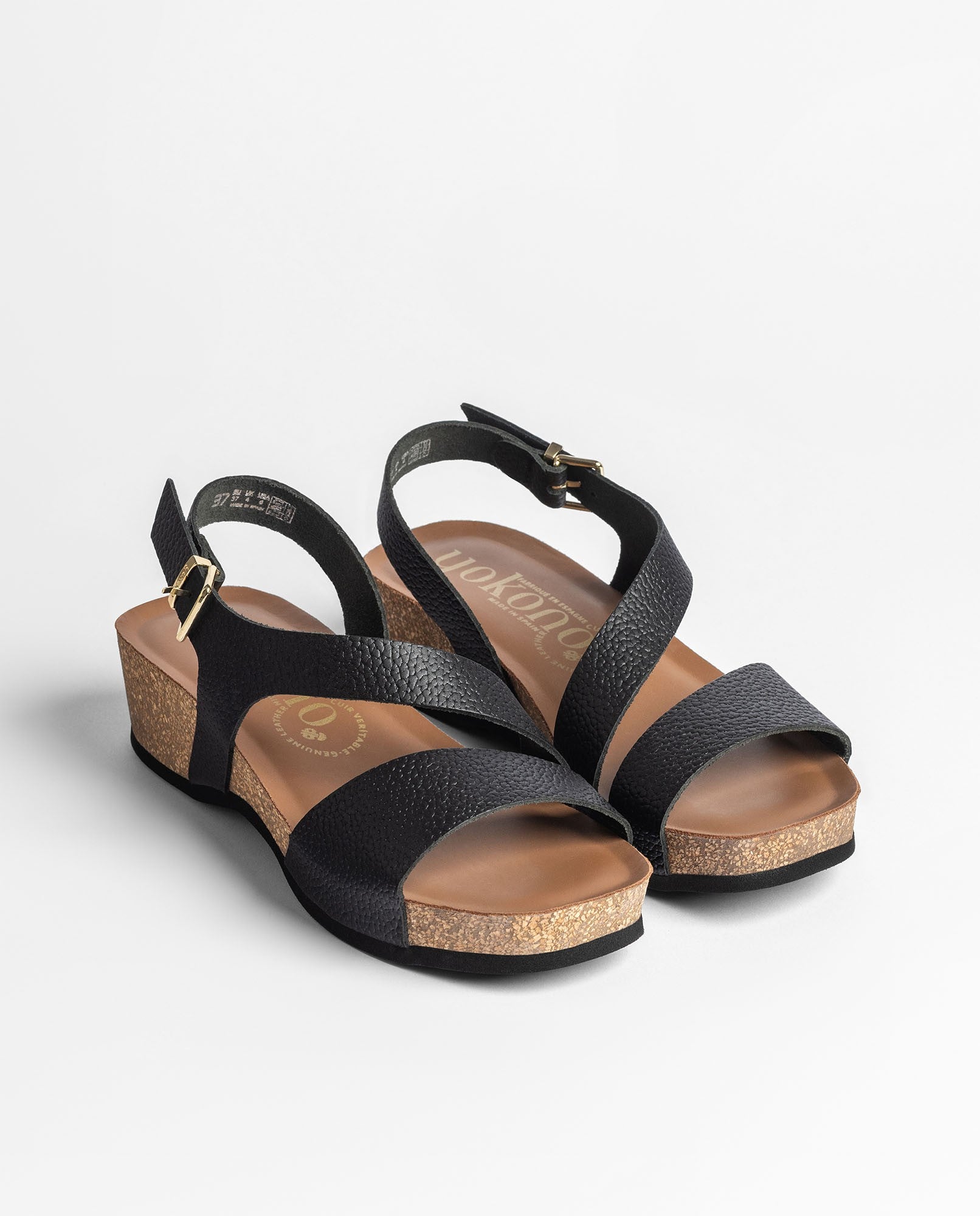 Yokono BOGO-264 sandali zeppa neri in pelle