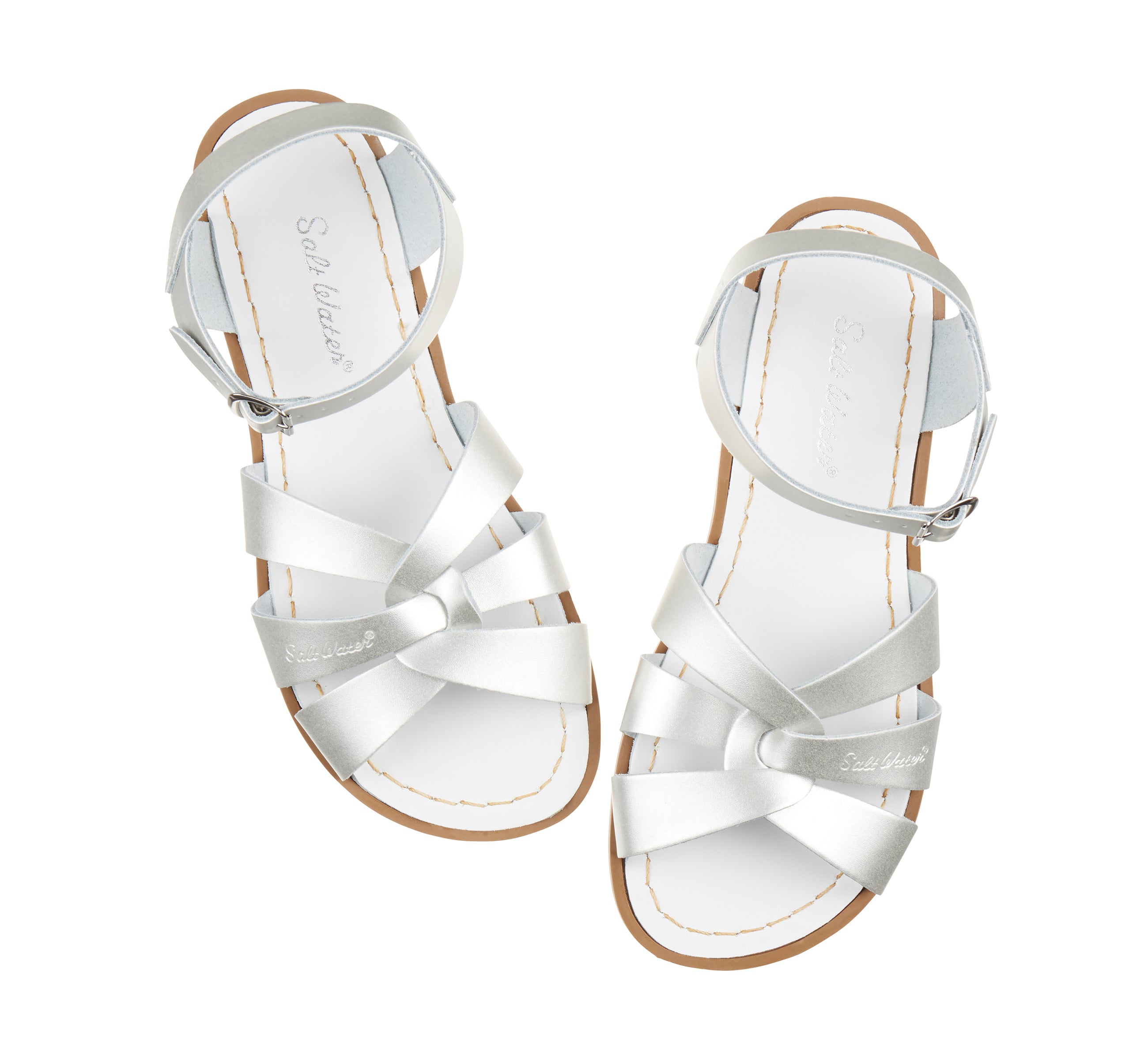 Salt-Water Original Silver sandali bimba in cuoio intrecciato