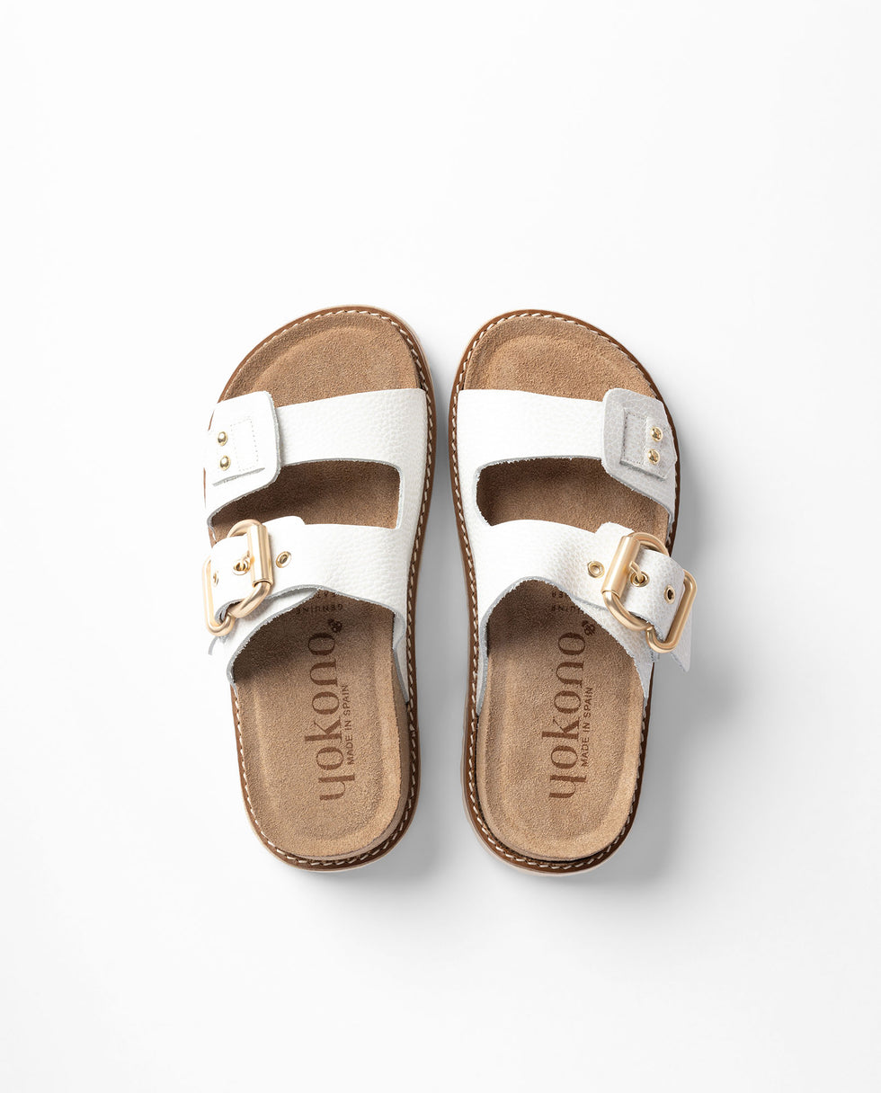 Yokono OCA-252 sandalo plateau bianco in pelle