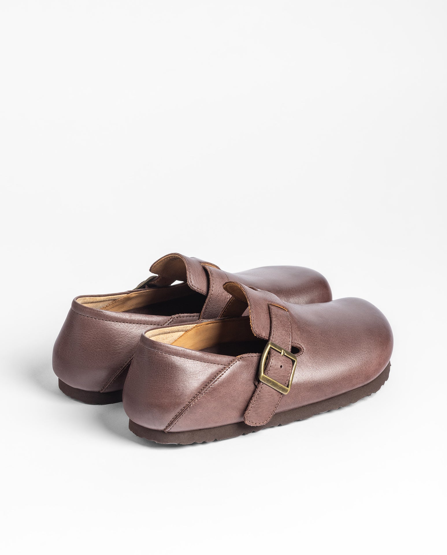 Yokono Ibon-262 zoccoli marrone in pelle con fibbia
