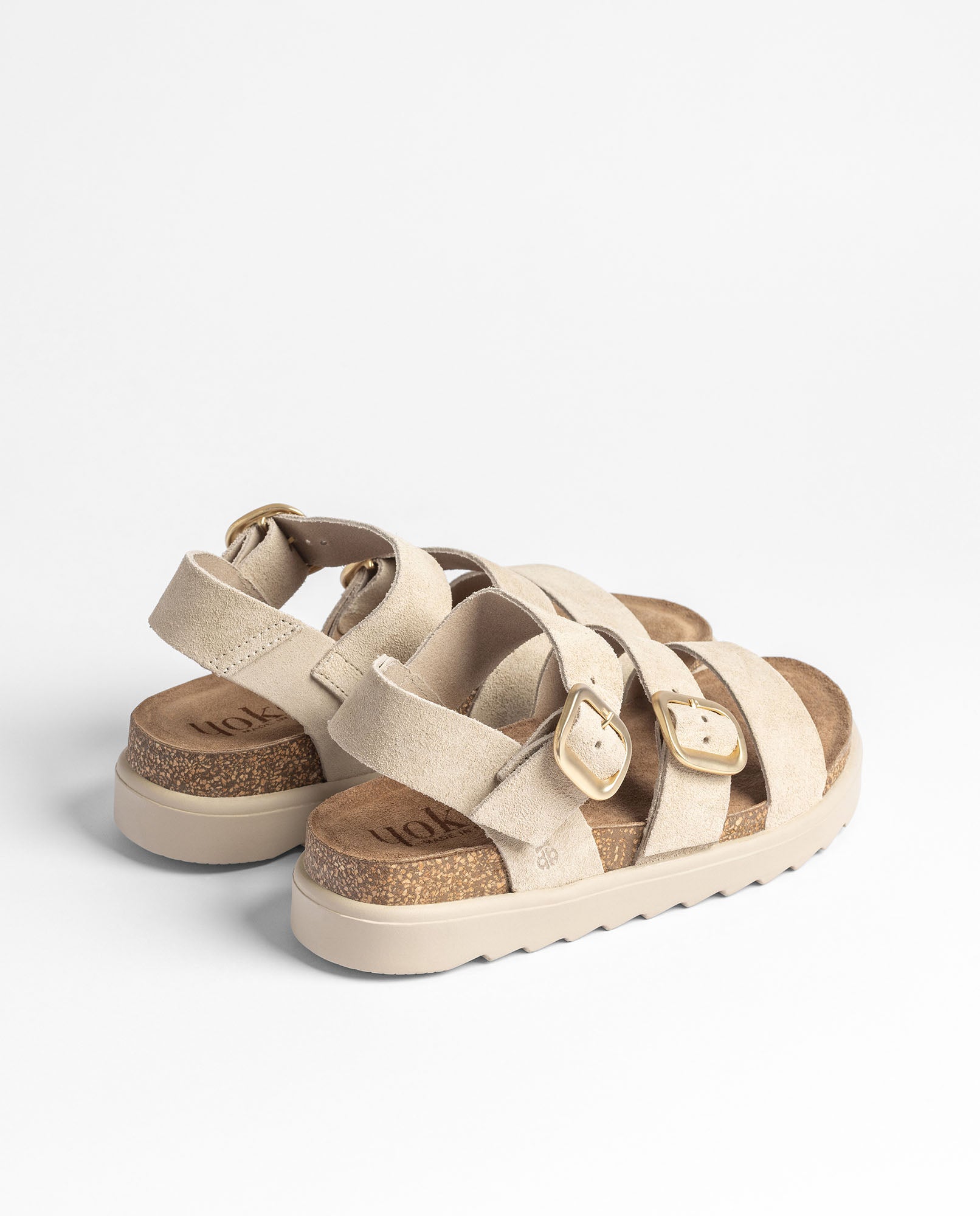 Yokono Tunez-127 sandali donna beige in pelle con fibbia