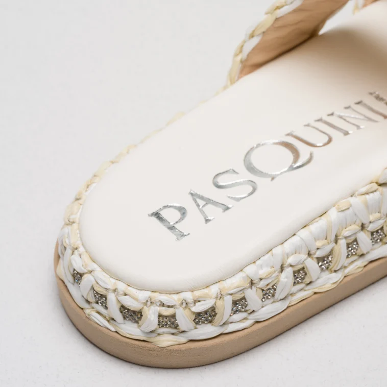 Pasquini Lea ciabatta avorio 2,5 cm rafia strass