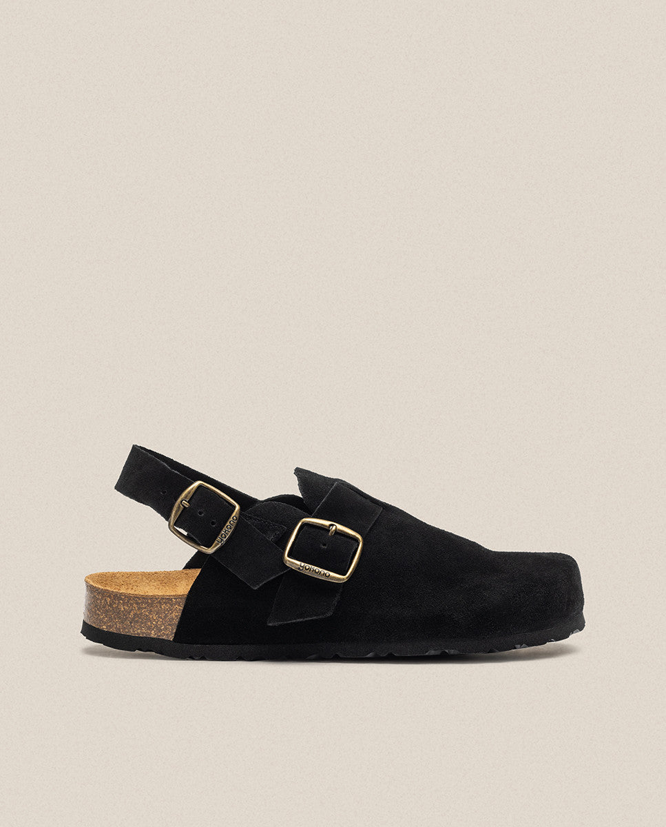 Yokono 600CRO zoccoli uomo nero camoscio