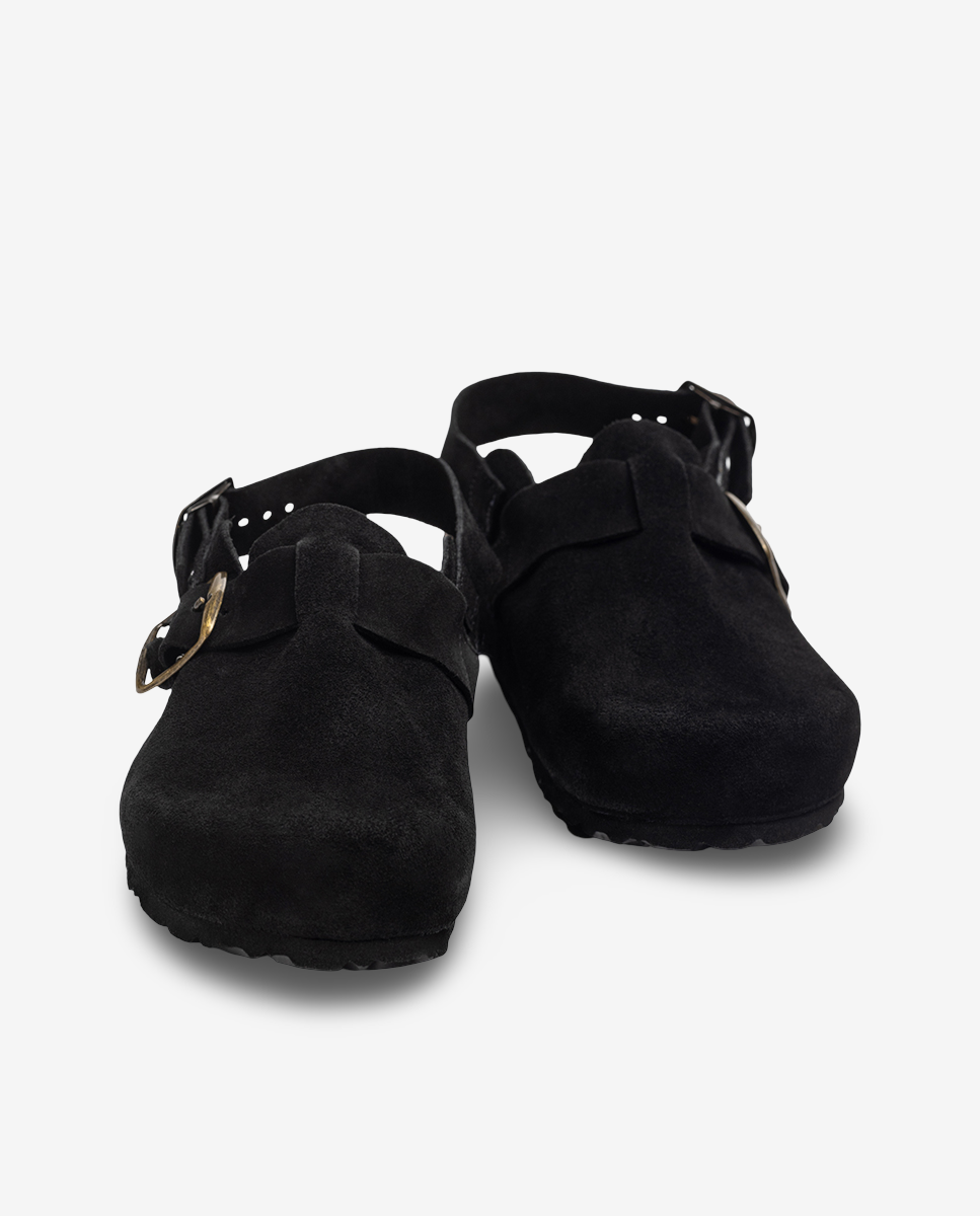 Yokono 600 zoccoli donna neri in pelle scamosciata