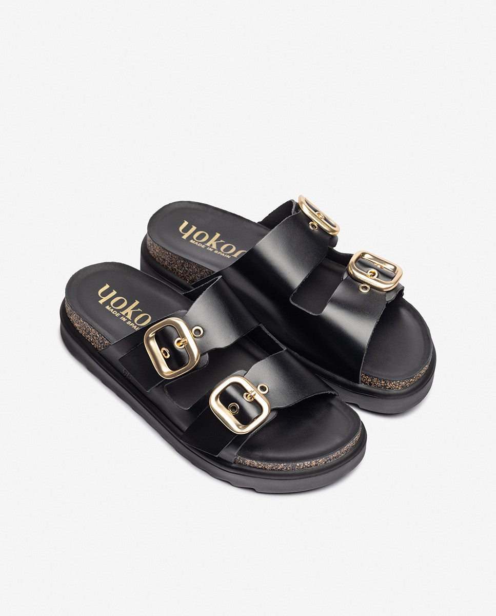 Yokono Tunez 130 sandali donna neri in pelle