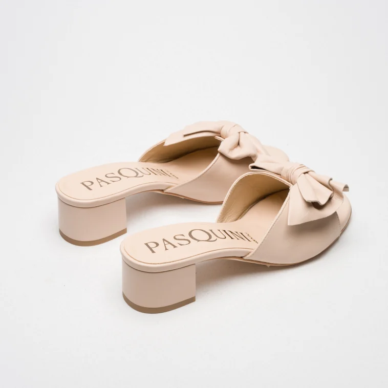 Pasquini Vicky sabot nude tacco 4 cm fiocco