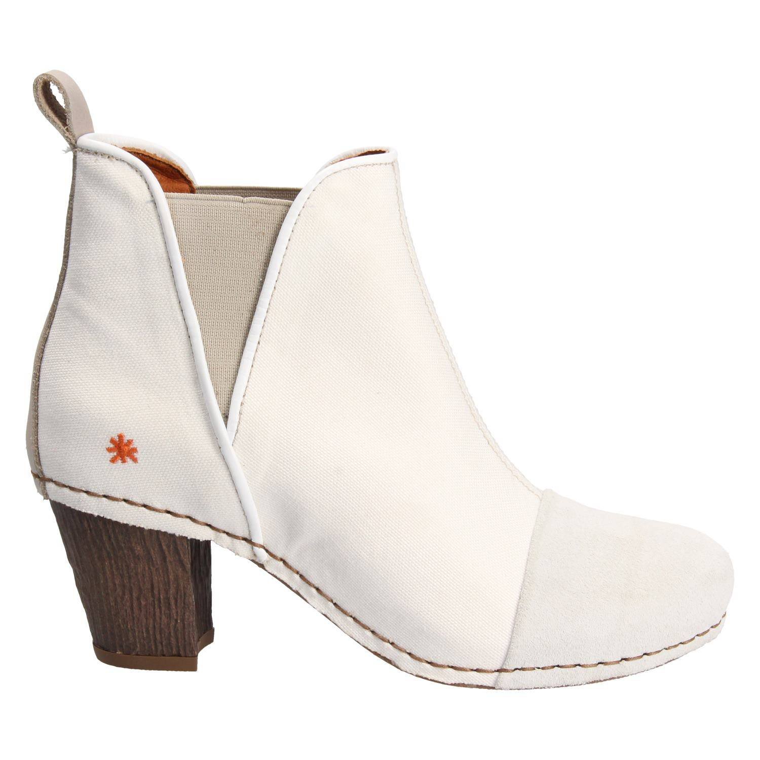 Art 1272T Cera Bianca stivaletto bianco tela 36 EU tacco 7 cm