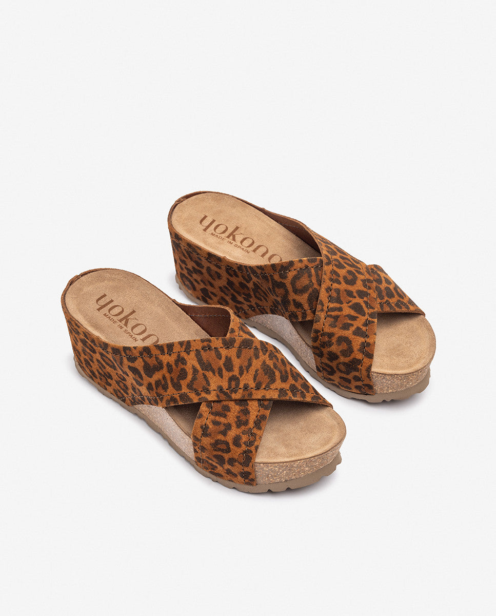 Yokono Bari-257 sandali zeppa leopardo