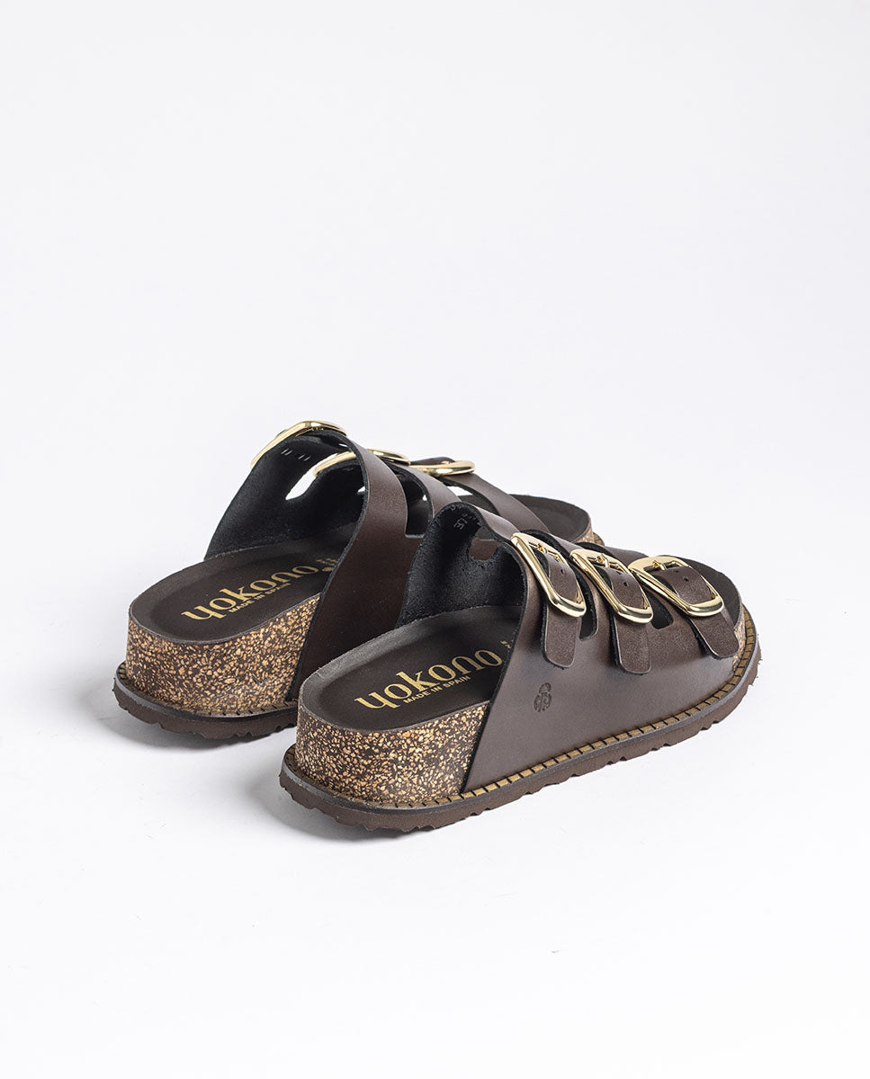 Yokono Ali-260 sandali plateau donna marrone in cuoio