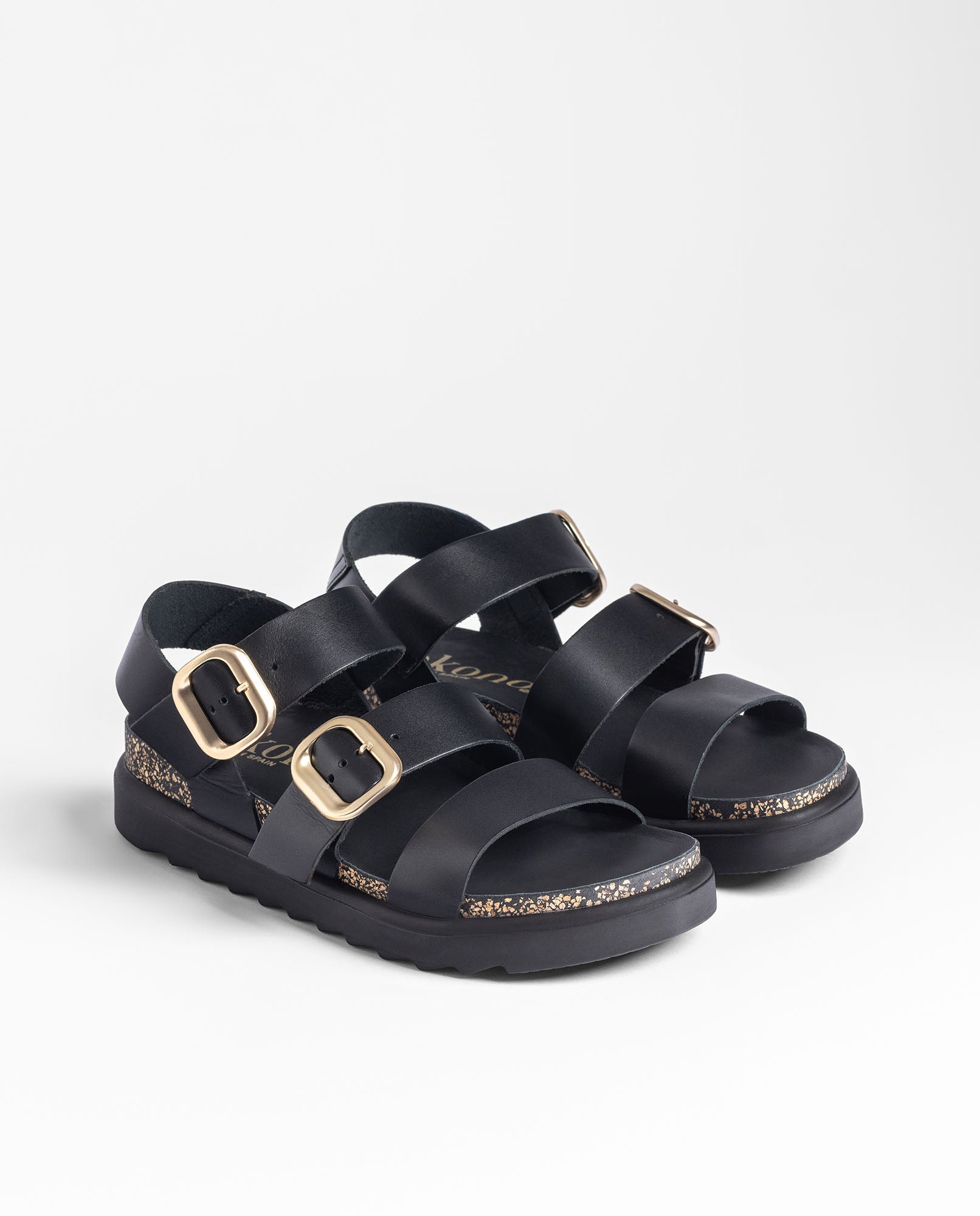 Yokono Tunez-127 sandali con zeppa donna neri in cuoio