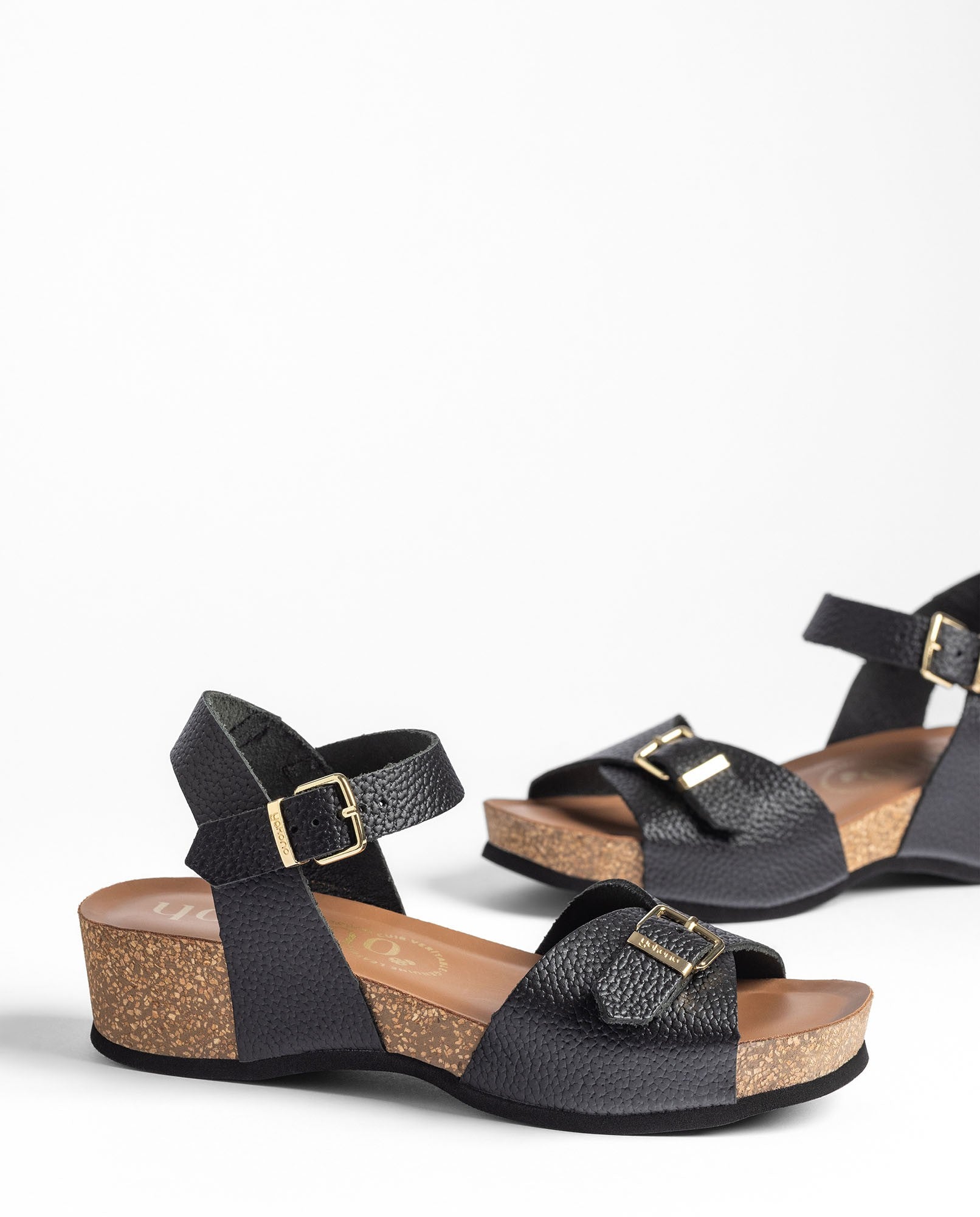 Yokono Bogo-263 sandali con zeppa neri in pelle