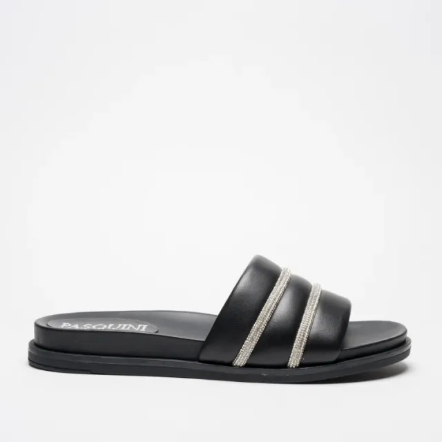 Pasquini Calzature Nora ciabatta nera nappa strass 2,5 cm
