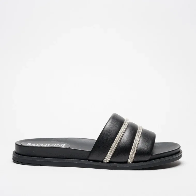 Pasquini Calzature Nora ciabatta nera nappa strass 2,5 cm