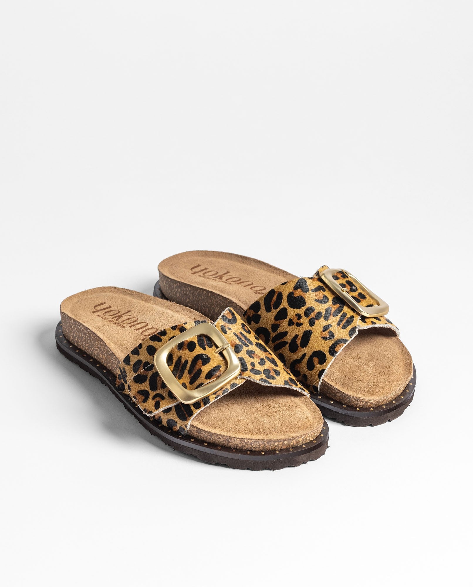 Yokono Bolus-114 sandali bassi donna leopardati in cuoio