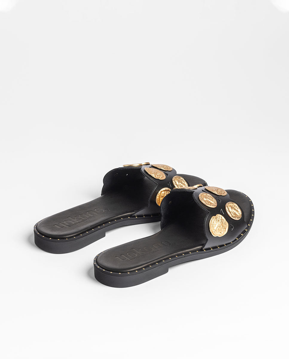 Yokono Lara 273 sandali bassi donna nero pelle