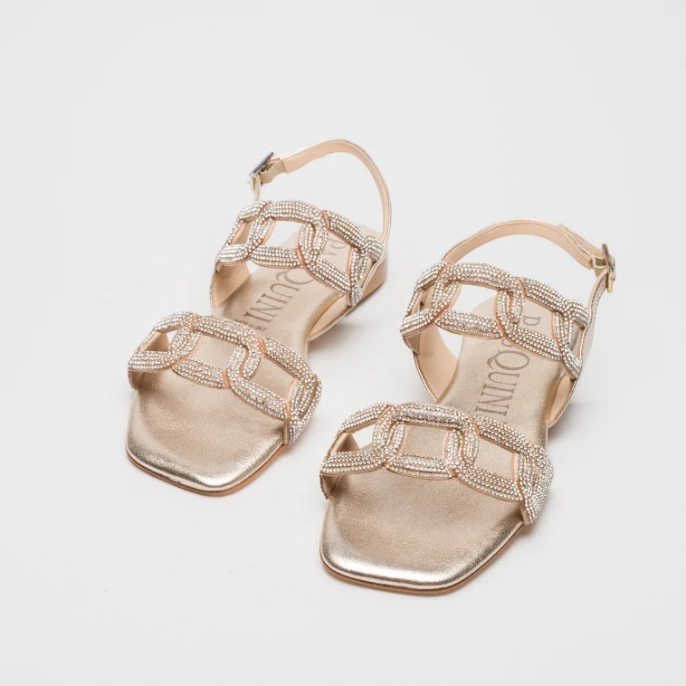 Pasquini Giulia sandalo tortora flat strass