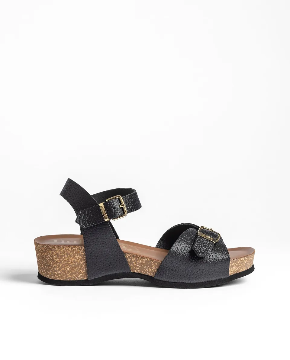 Yokono Bogo-263 sandali con zeppa neri in pelle